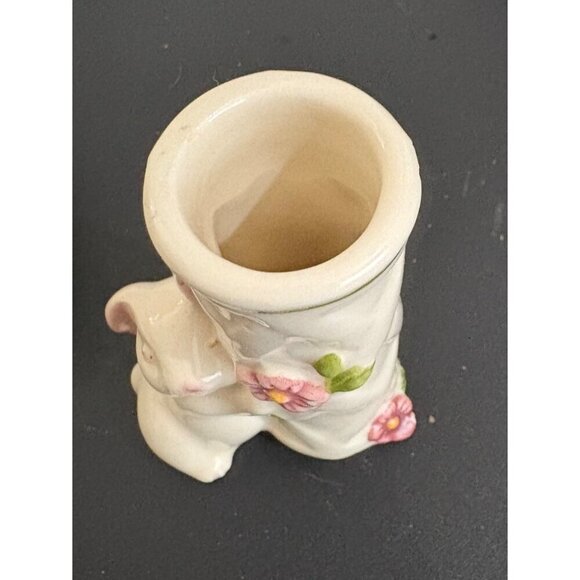 Vintage Easter 3 Piece Avon 1985 Ceramic Bunny & Floral Trinket Tray And Vase Se - Picture 9 of 11